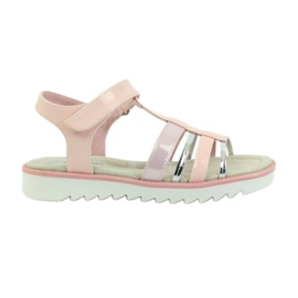 American Club Sandale mit Einsatz aus amerikanischem 16903-Leder rosa grau