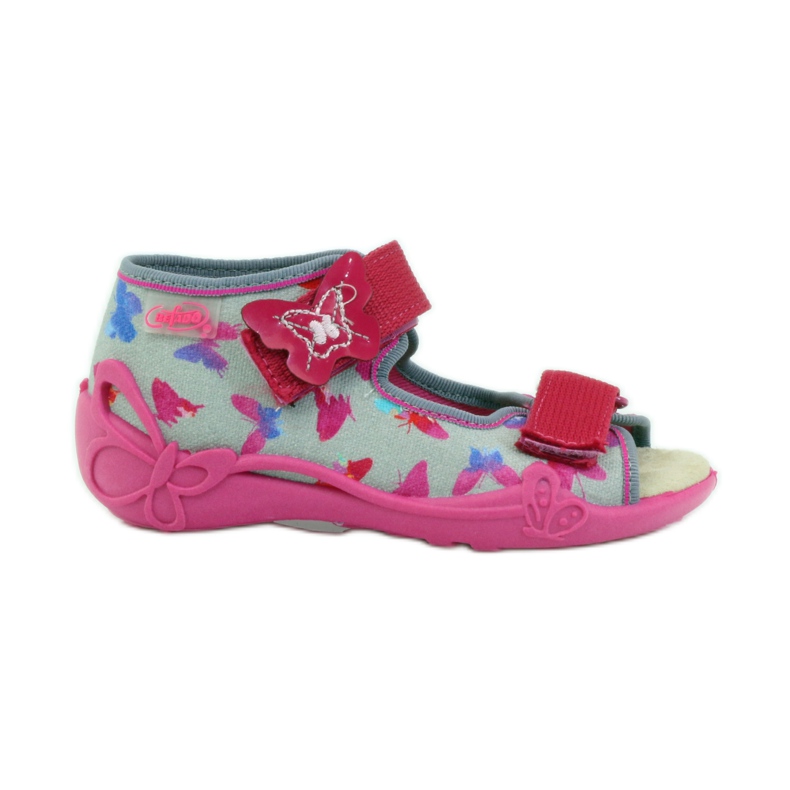 Befado 242p077 Sandalen mit Ledereinsatz rosa grau