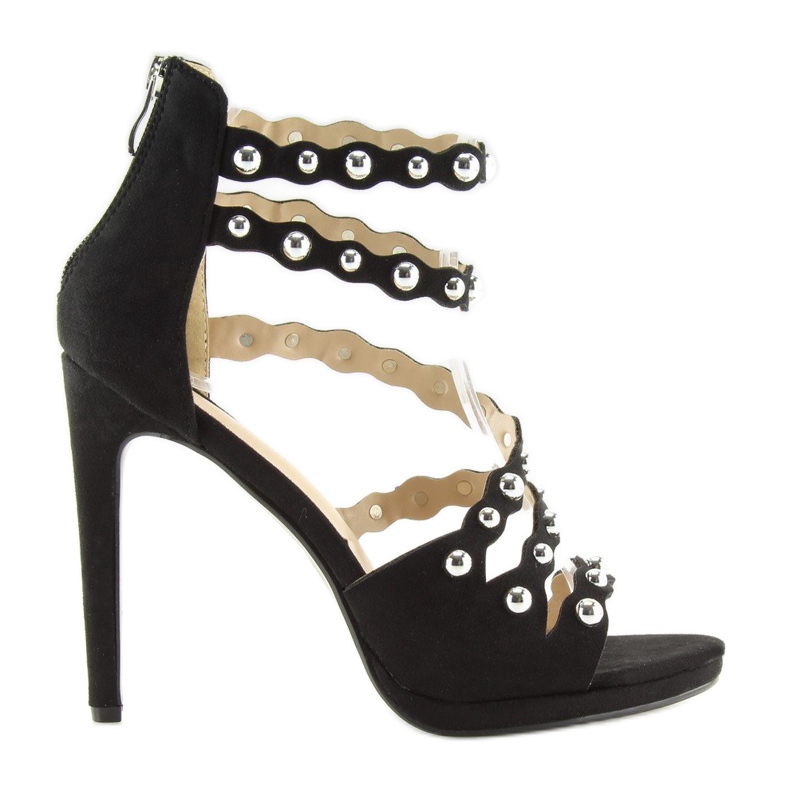 Schwarze Sandalen auf einem hohen Absatz C-37 Black