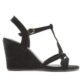 Schwarze Keilsandalen 266-7 schwarz