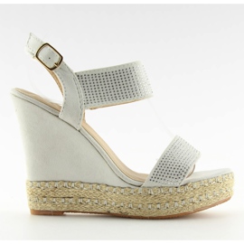 Graue Sandalen mit Keilabsatz 3811-7 Grau