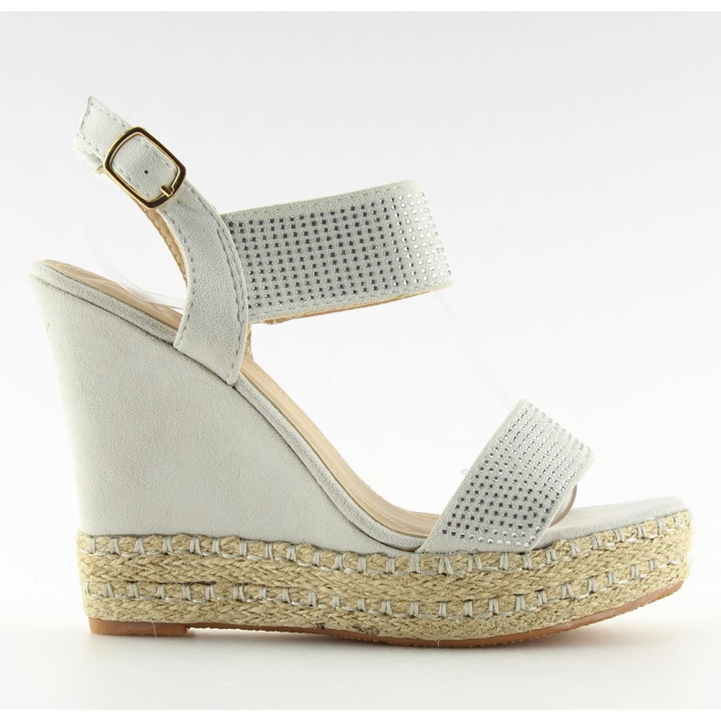 Graue Sandalen mit Keilabsatz 3811-7 Grau