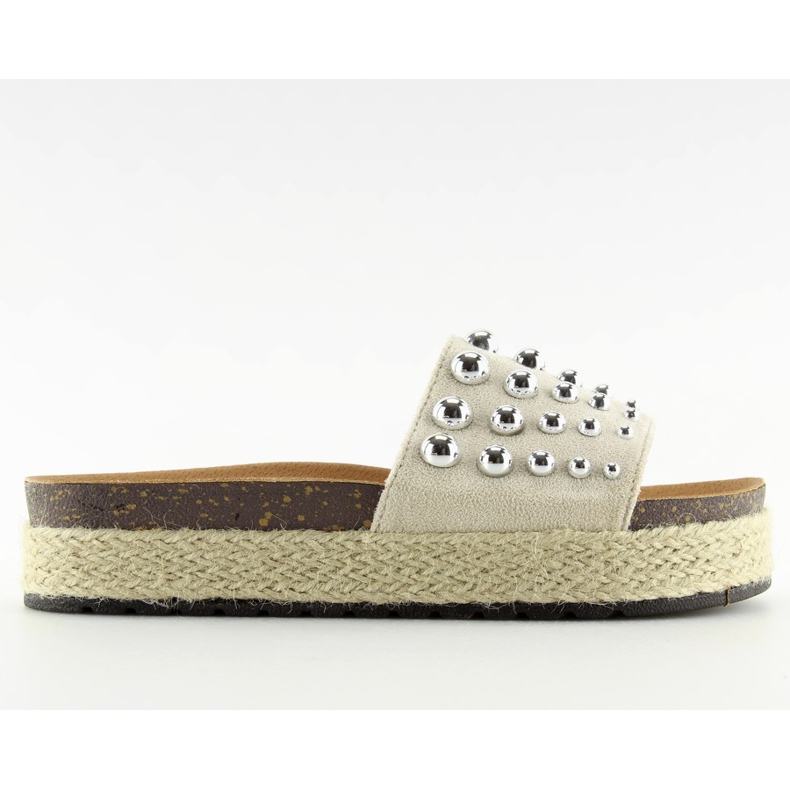 Hausschuhe Espadrilles mit Beige S03 Nieten
