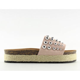 Hausschuhe Espadrilles mit rosa Nieten S03 rosa