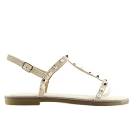 Sandalen mit Nieten beige S-375 Beige