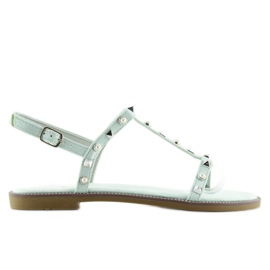 Sandalen mit mintfarbenen Nieten S-375 Grün