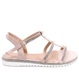 Sandalen mit rosa Perlen RC-33 Pink