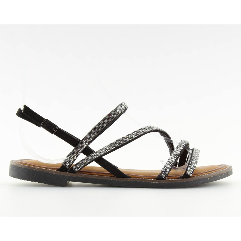 Sandalen mit schwarzem Zirkonia FM814 schwarz