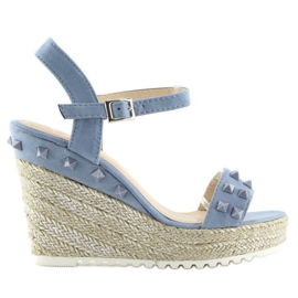 Blaue Espadrilles auf Wedges, blau TS-16 Blue
