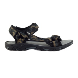 American Club Ledersandalen American 1728 camo grau braun schwarz