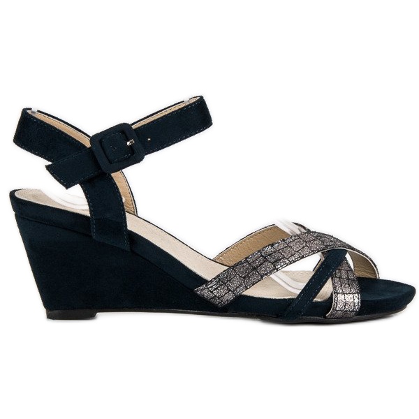 Evento Keilsandalen aus Wildleder blau