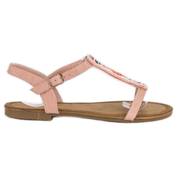 Comer Boho rosa flache Sandalen