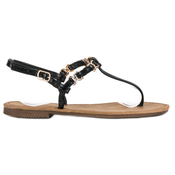 Comer Schwarze flache Flip-Flops