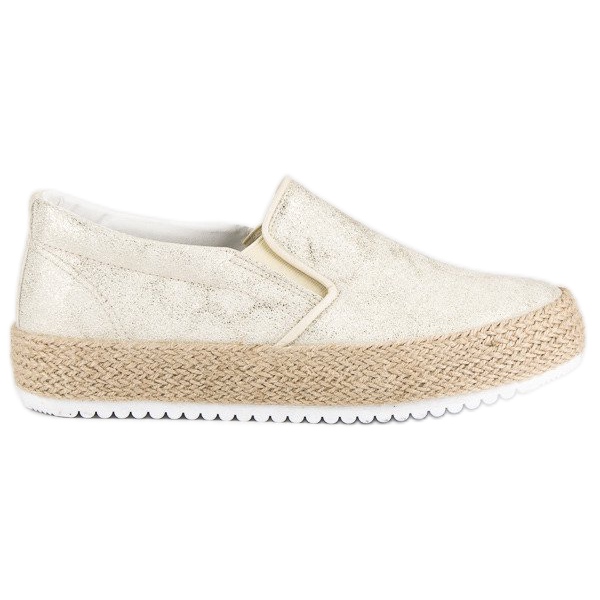 Betler Goldene Espadrilles auf der Plattform