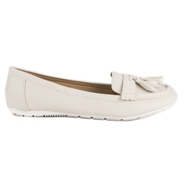 Tullo Beige Mokassins mit Fransen