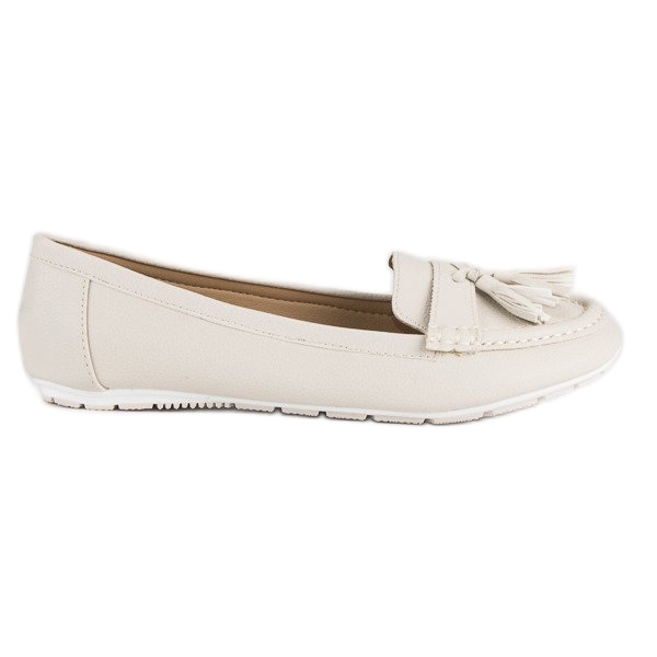 Tullo Beige Mokassins mit Fransen