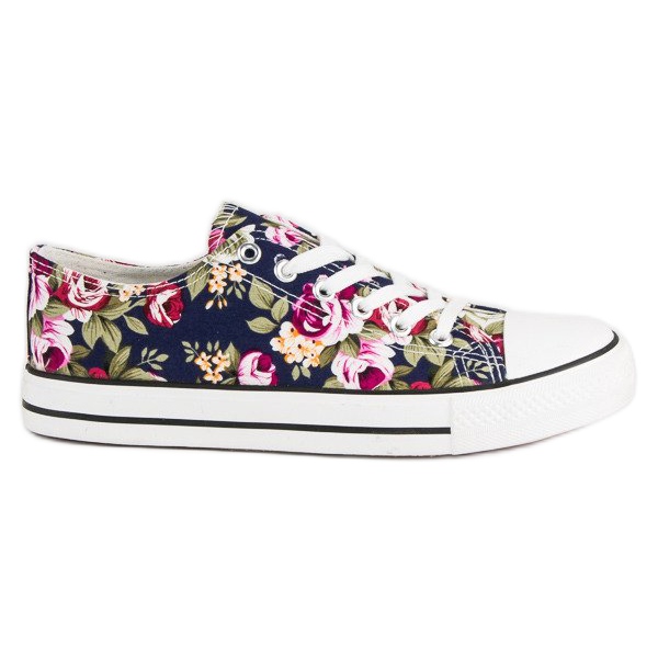Schnürschuhe mit Blumen mehrfarbig