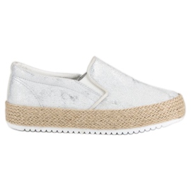 Betler Silberne Espadrilles auf der Plattform grau