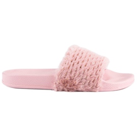 Erynn Pinke Flip-Flops mit Fell rosa