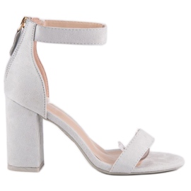 Wildleder-Sandalen mit Reißverschluss grau