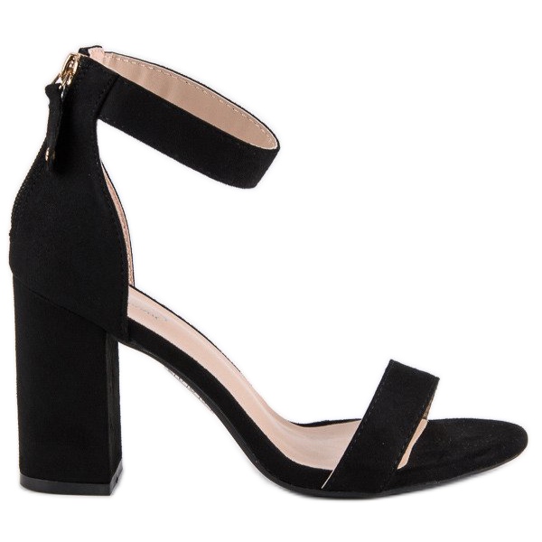 Wildleder-Sandalen mit Reißverschluss schwarz