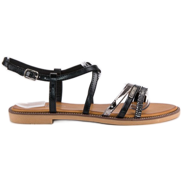 Bello Star Flache Sandalen mit Schnalle schwarz