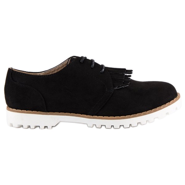 Gebundene Wildleder-Boho-Schuhe schwarz