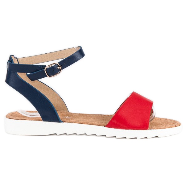 American Club Amerikanische Sandalen mit Schnalle rot blau