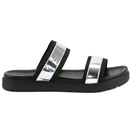 Kylie Spiegelpantoffeln schwarz