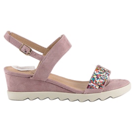 Kylie Sandalen mit Perlen rosa