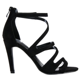 Wildledersandalen auf hohem Absatz schwarz