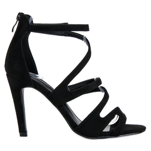 Wildledersandalen auf hohem Absatz schwarz