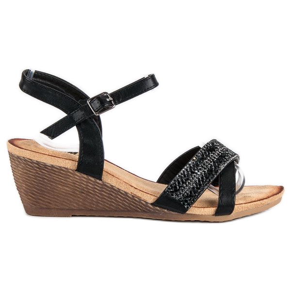 Fama Sandalen mit Ornamenten schwarz