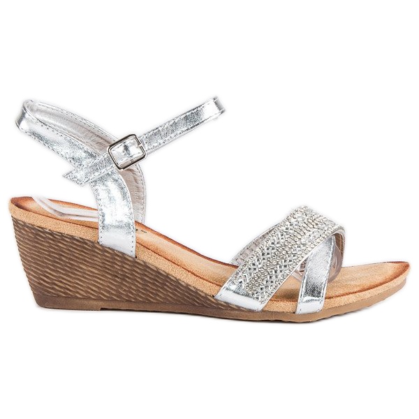 Fama Sandalen mit Ornamenten grau