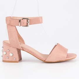 Erynn Sandalen mit Perlen rosa