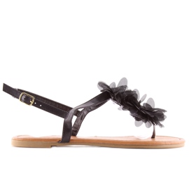 Schwarze Sandalen mit Blumen CK36P schwarz