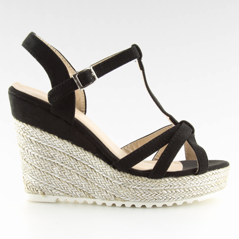 Schwarz Sandalen, Espadrilles auf Keilabsatz, schwarz 680-30 Schwarz