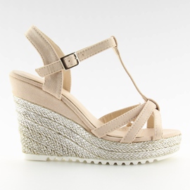 Pinke Sandalen, Espadrilles auf Keilabsatz, Pink 680-30 Pink rosa