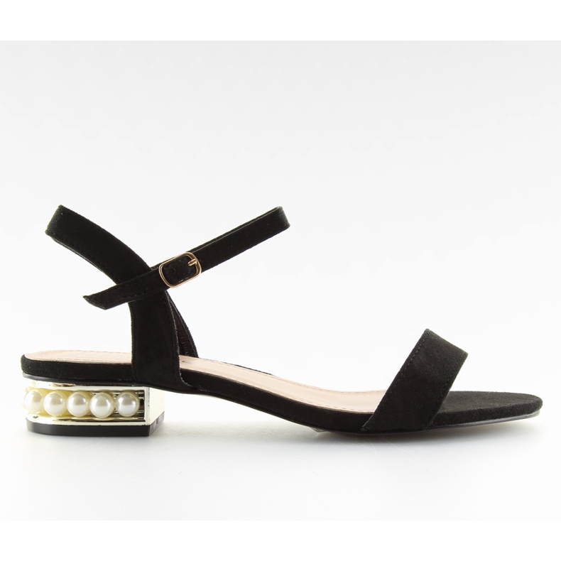 Sandaletten mit Perlen Schwarz 99-