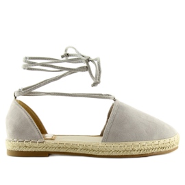 Graue Espadrilles mit gebundenem Knöchel 431-PGREY
