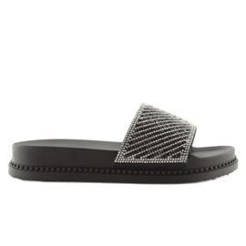 Schwarze Hausschuhe mit Zirkonia 966 Black