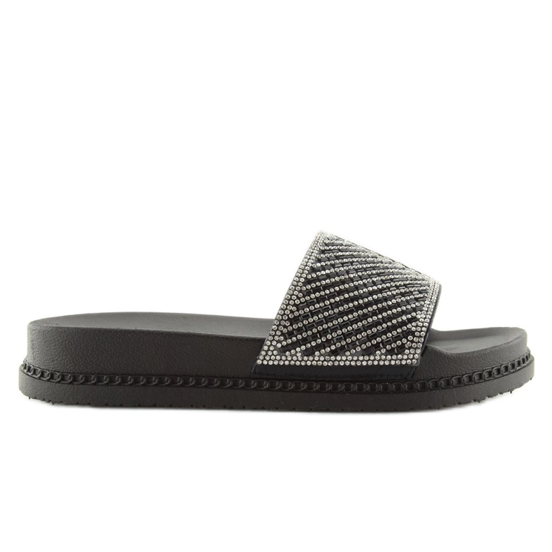 Schwarze Hausschuhe mit Zirkonia 966 Black