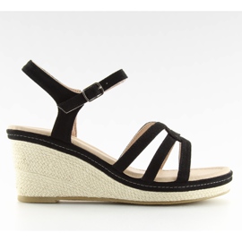 Schwarze Sandalen auf niedrigem Keilabsatz SR-2817 Black