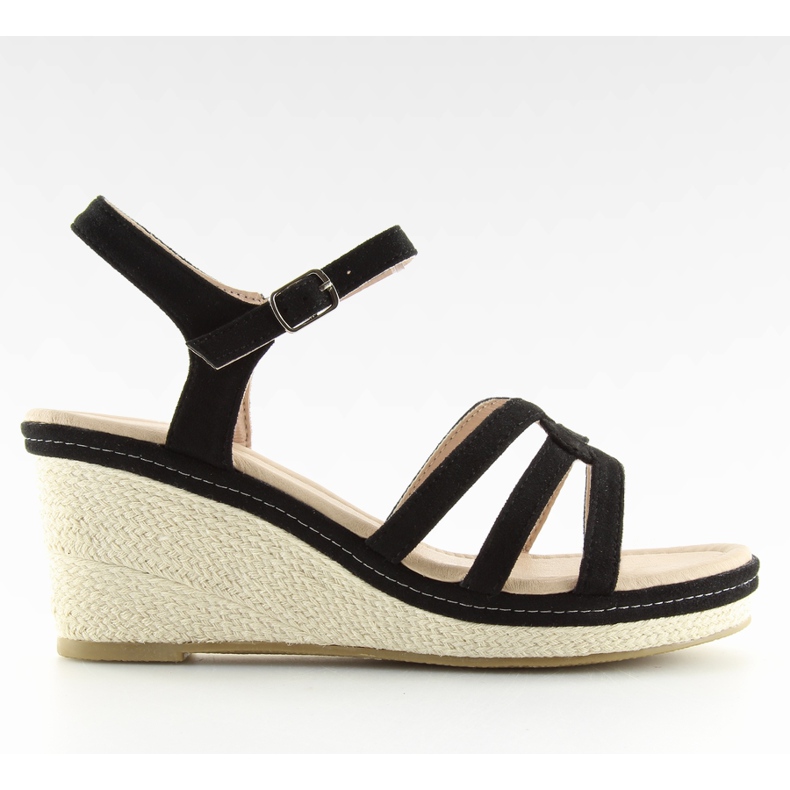 Schwarze Sandalen auf niedrigem Keilabsatz SR-2817 Black