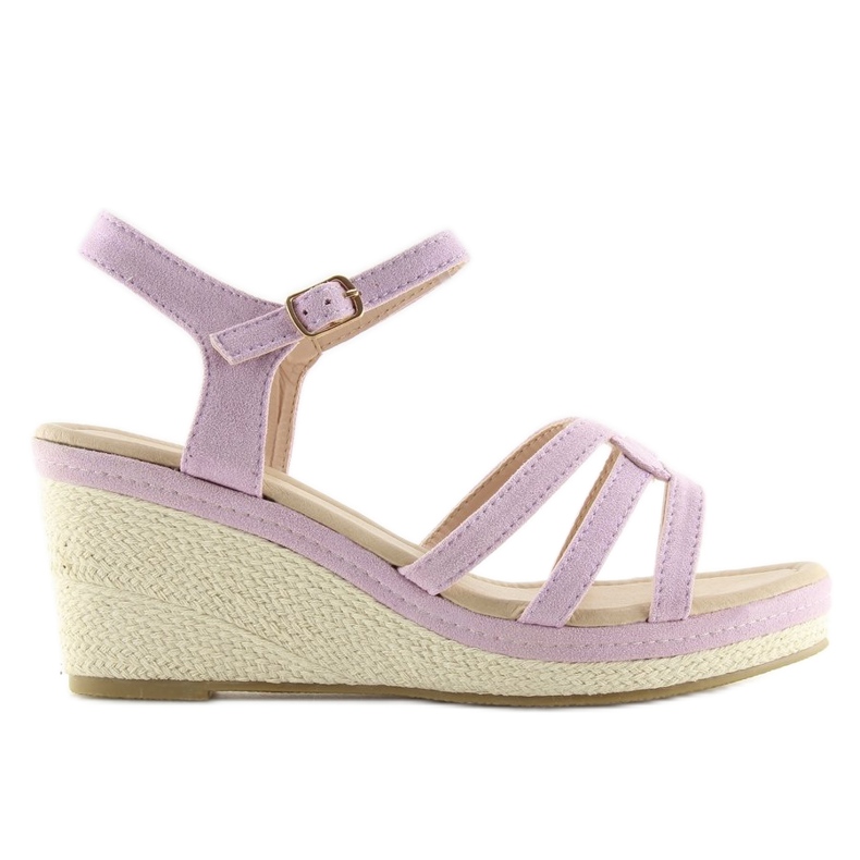 Violette Sandalen mit niedrigem Keilabsatz SR-2817 Lila