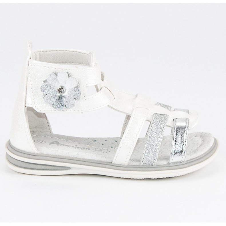 American Club Sandalen mit einer amerikanischen Blume weiß