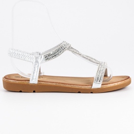 Fama Flache Sandalen mit Zirkonia grau