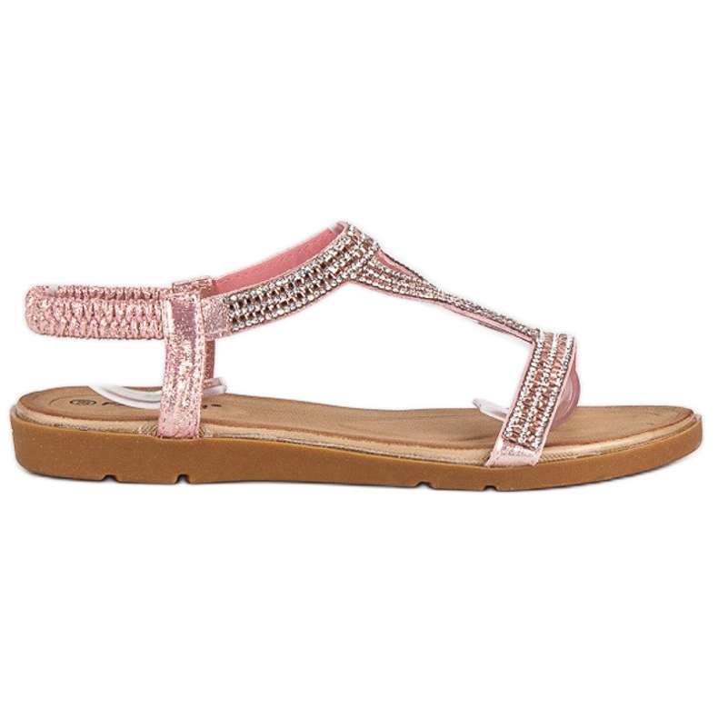 Fama Flache Sandalen mit Zirkonia rosa
