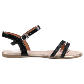 American Club Schwarze flache amerikanische Sandalen