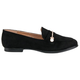 Schwarze Brogues mit Perlen